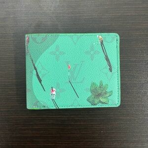 Louis Vuitton Green Designer Wallet with Golf Print
